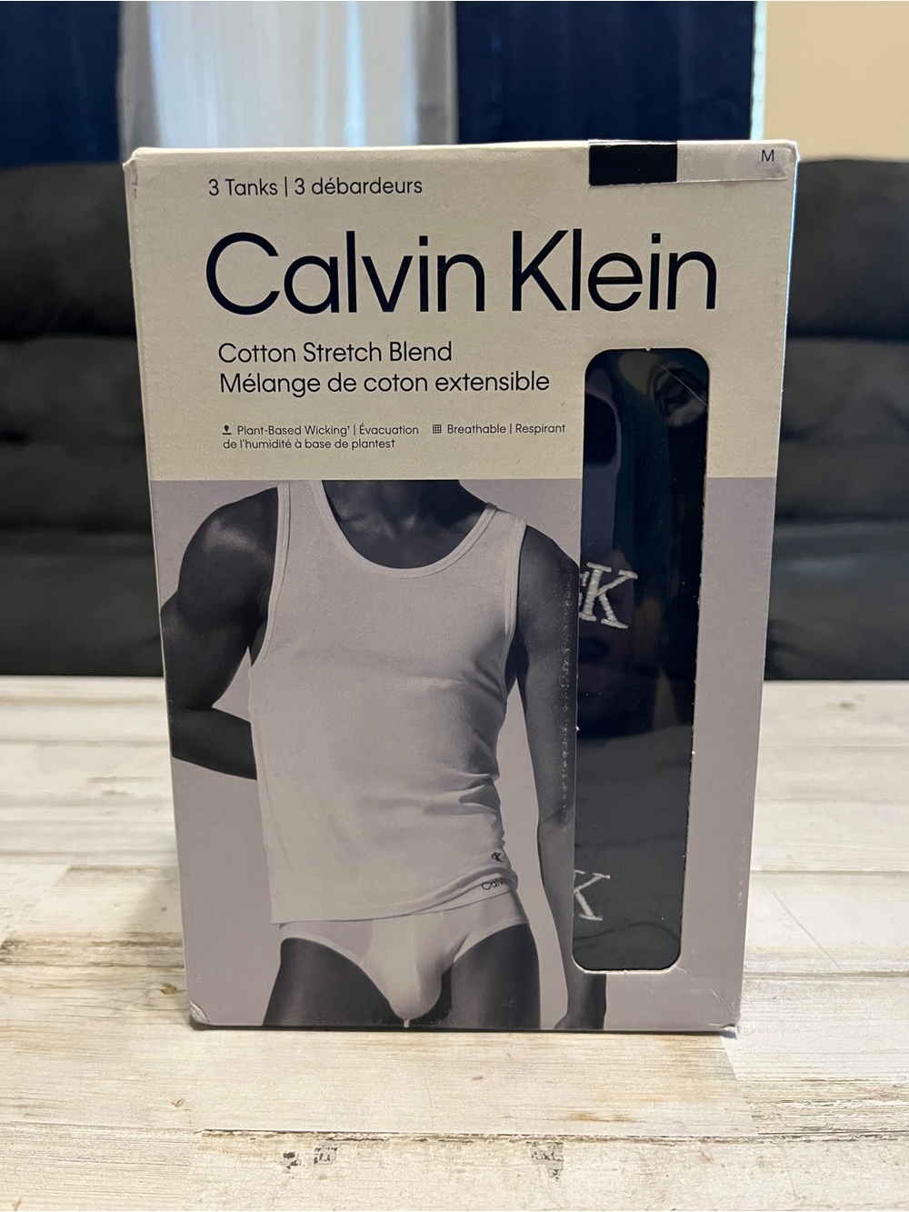 NIB Calvin Klein Men’s 3 Pack Black Cotton Stretch Blend Tank Tops Sz M $49.50